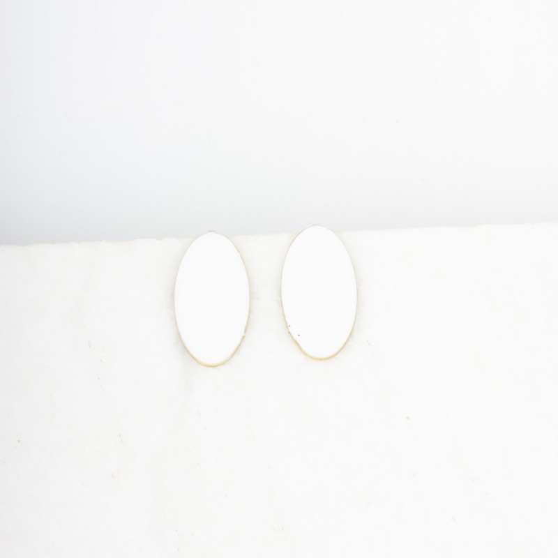 Σκουλαρίκια Oval Χρυσά Λευκά