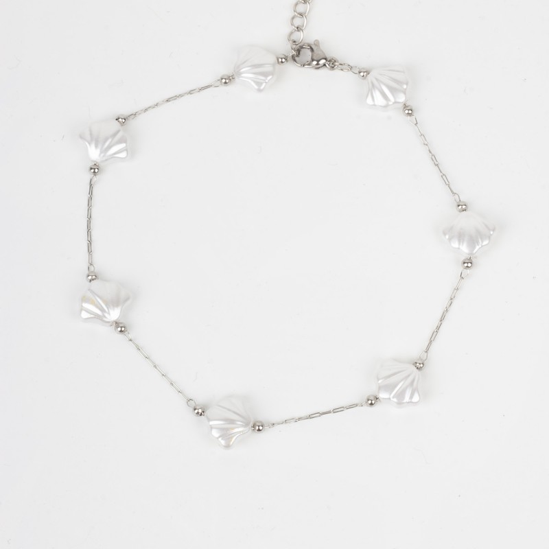 Βραχιόλι ποδιού Shell Pearl Ασημί