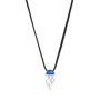 Κολιέ με ασημένια μπλε μέδουσα σε μαύρο κορδόνι