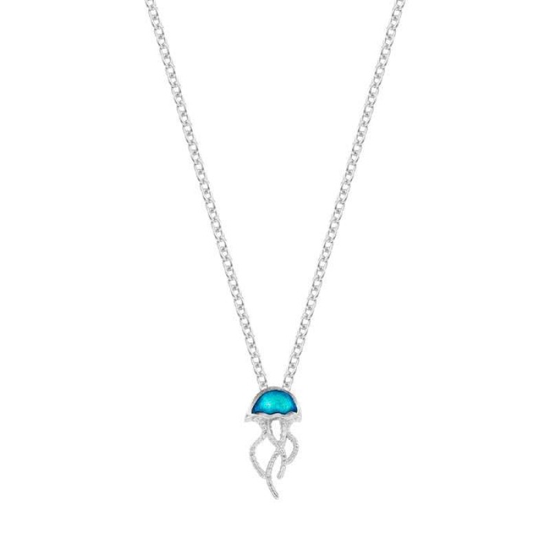 Κολιέ ασημένιο με γαλάζια μέδουσα