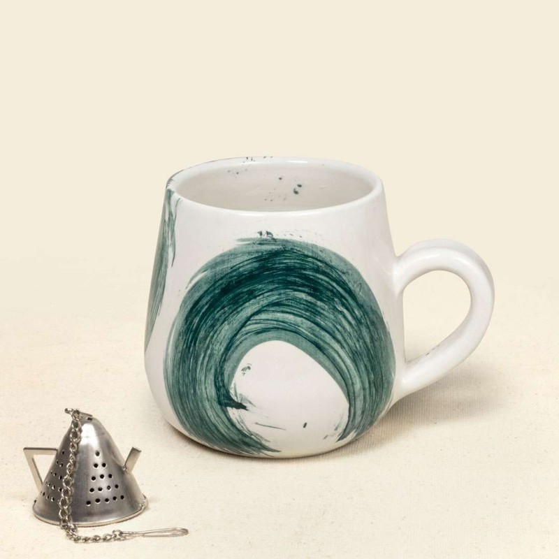 Κούπα κεραμική με πράσινους κύκλους