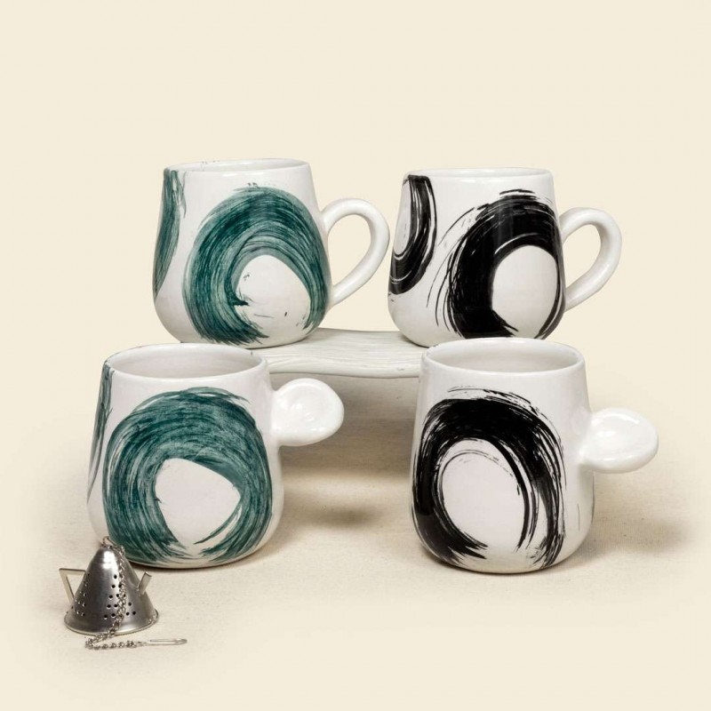 Κούπα κεραμική με μαύρους κύκλους