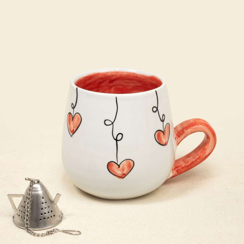 Κούπα κεραμική με καρδιές