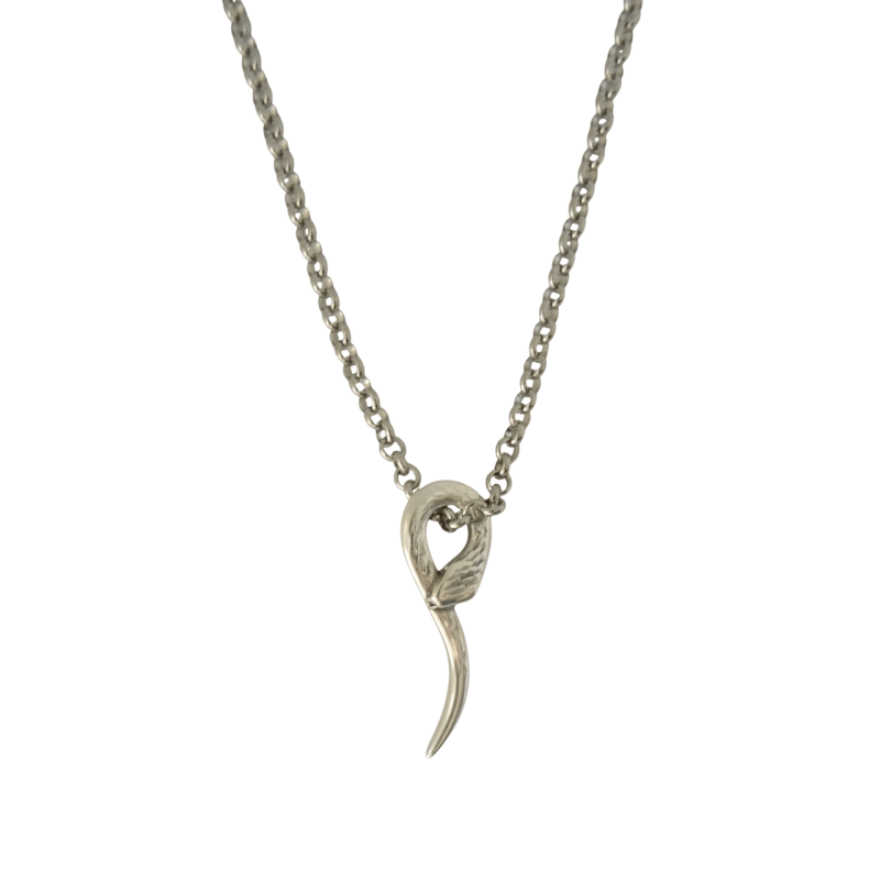 Κολιέ μακρύ ασημί φίδι σε αλυσίδα