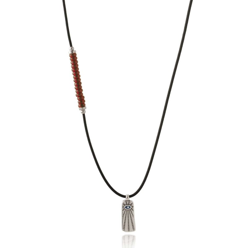 Κολιέ με τετράγωνο στοιχείο με μάτι