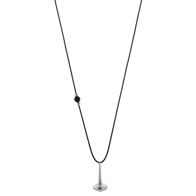 Κολιέ με σβούρα σε μαύρο κορδόνι