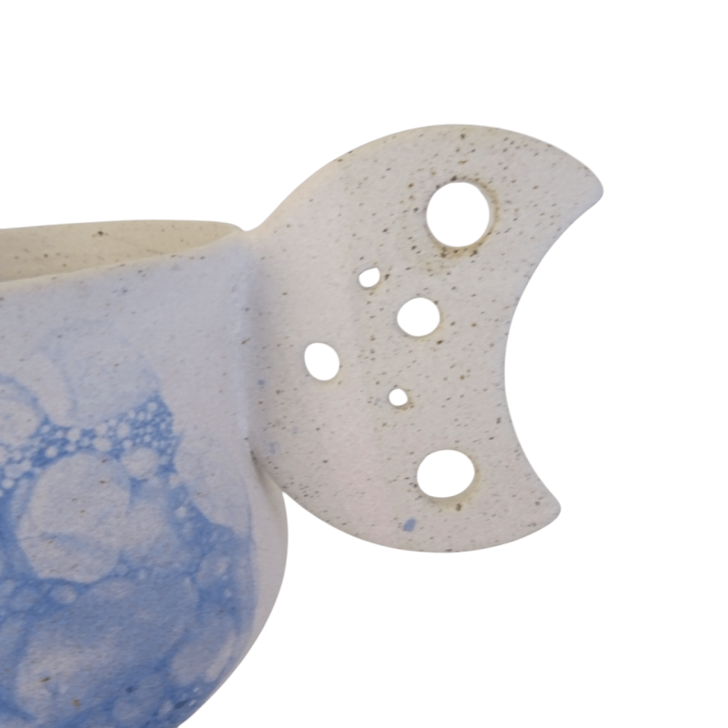 Κεραμική κούπα μπλε-λευκή με χερούλι φεγγάρι