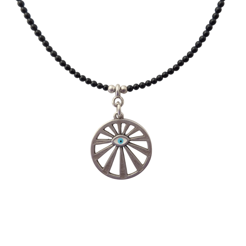 Κολιέ με μαύρο όνυχα και λάπι με στρογγυλό μάτι