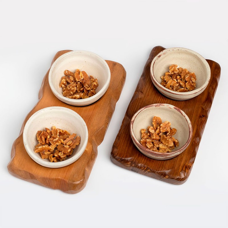 Σετ κεραμικά μπολ με ξύλινη βάση