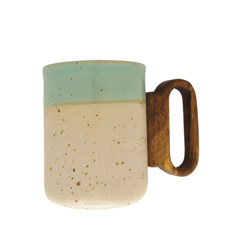 Κεραμική κούπα με ξύλινο χερούλι