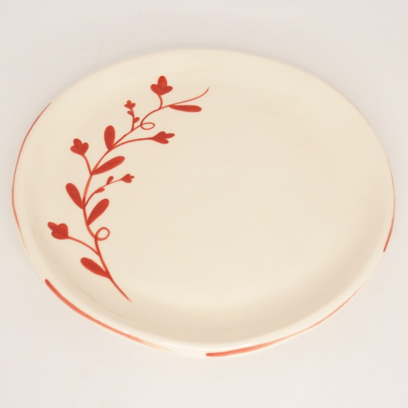 Πιάτo κεραμικό με κόκκινα λουλούδια