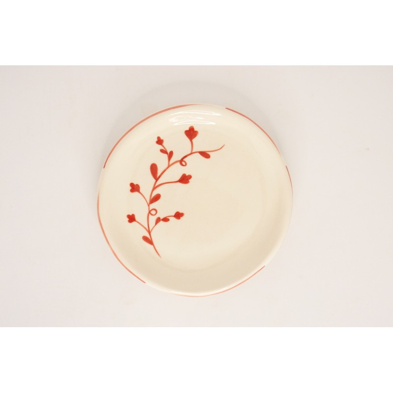 Πιάτo κεραμικό με κόκκινα λουλούδια