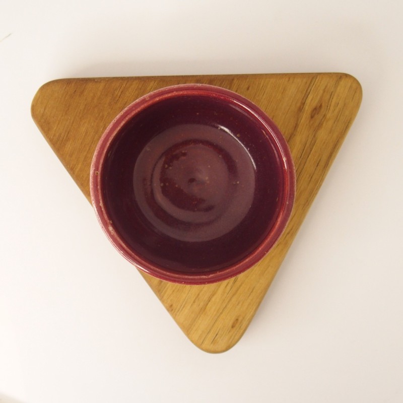 Κουπάκι κεραμικό μπλε με ξύλινη βάση