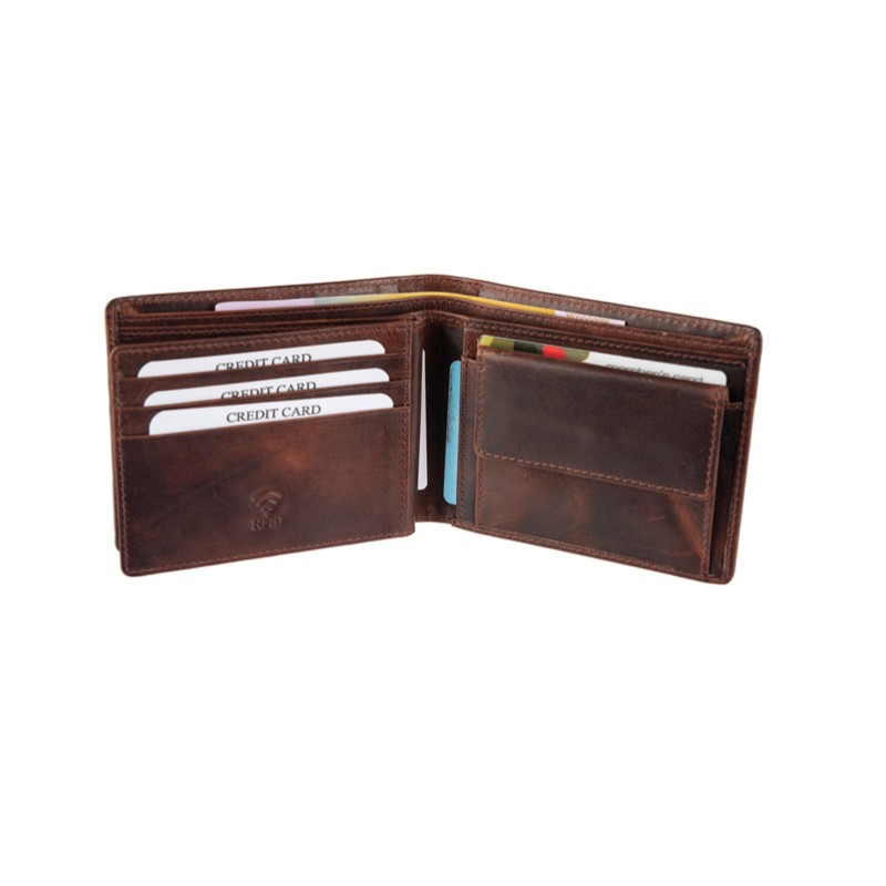 Δερμάτινο πορτοφόλι καφέ OP-12-565