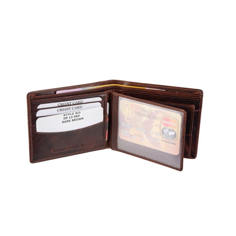 Δερμάτινο πορτοφόλι καφέ OP-12-565