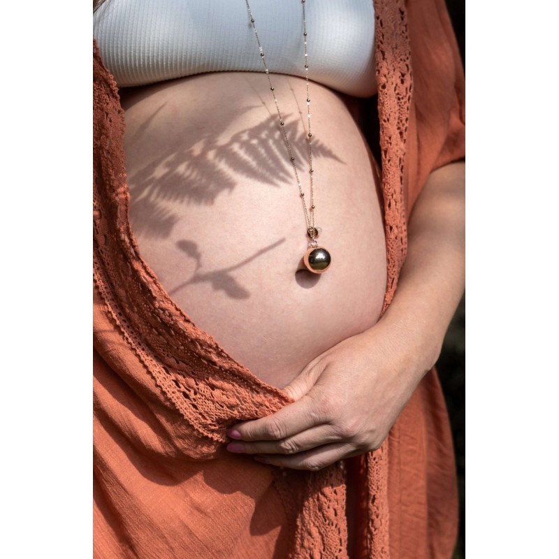 Μενταγιόν Εγκυμοσύνης Bola Olivia Rose Gold Chain Ροζ Χαλαζίας