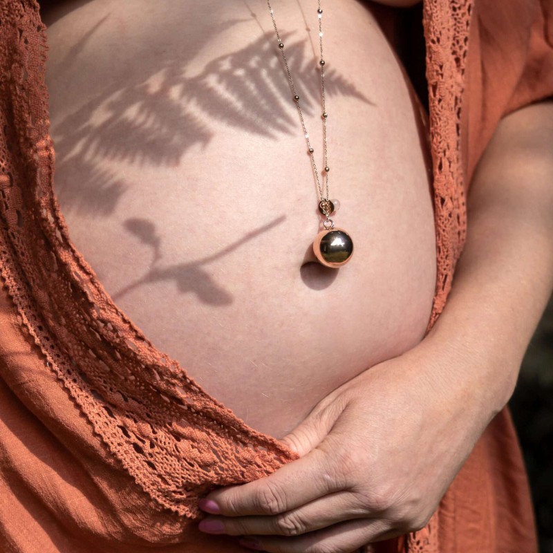 Μενταγιόν Εγκυμοσύνης Bola Olivia Rose Gold Chain Ροζ Χαλαζίας