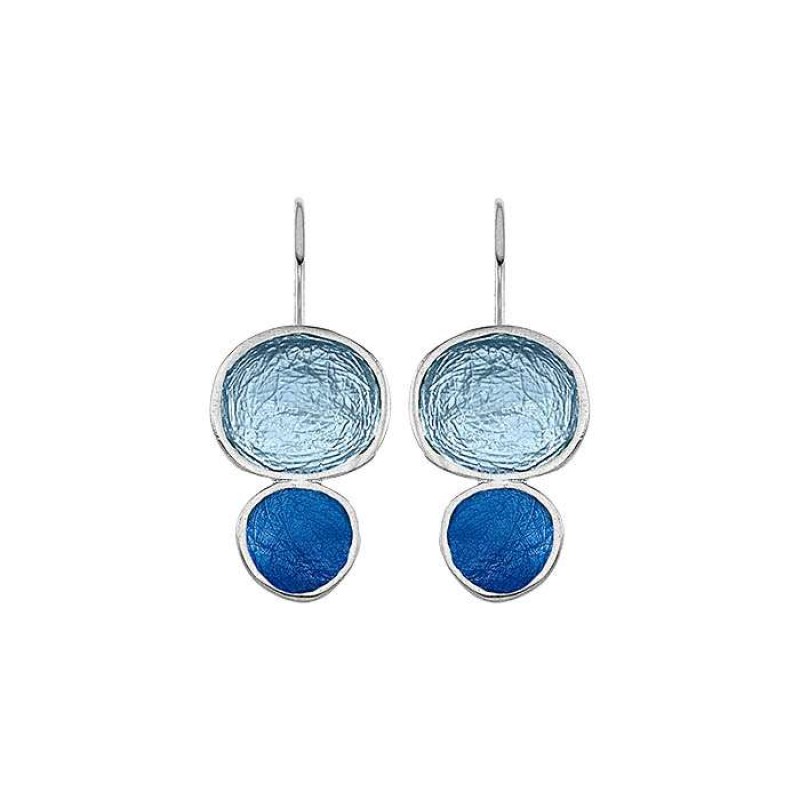 Σκουλαρίκια κρεμαστά Pebble διπλά μπλε-γαλάζιο