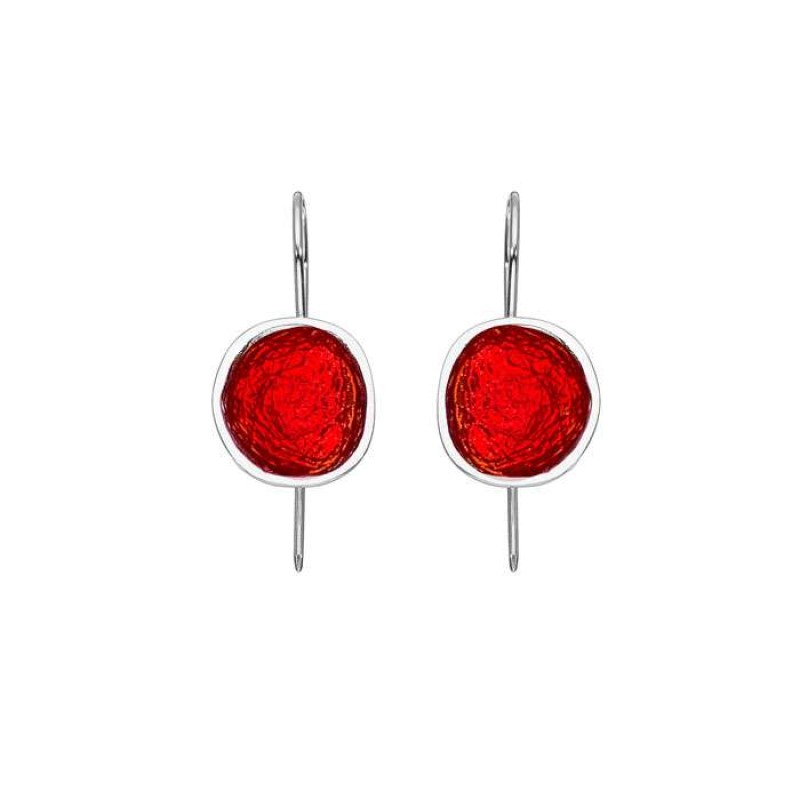 Σκουλαρίκια κρεμαστά μονά Pebble κόκκινα