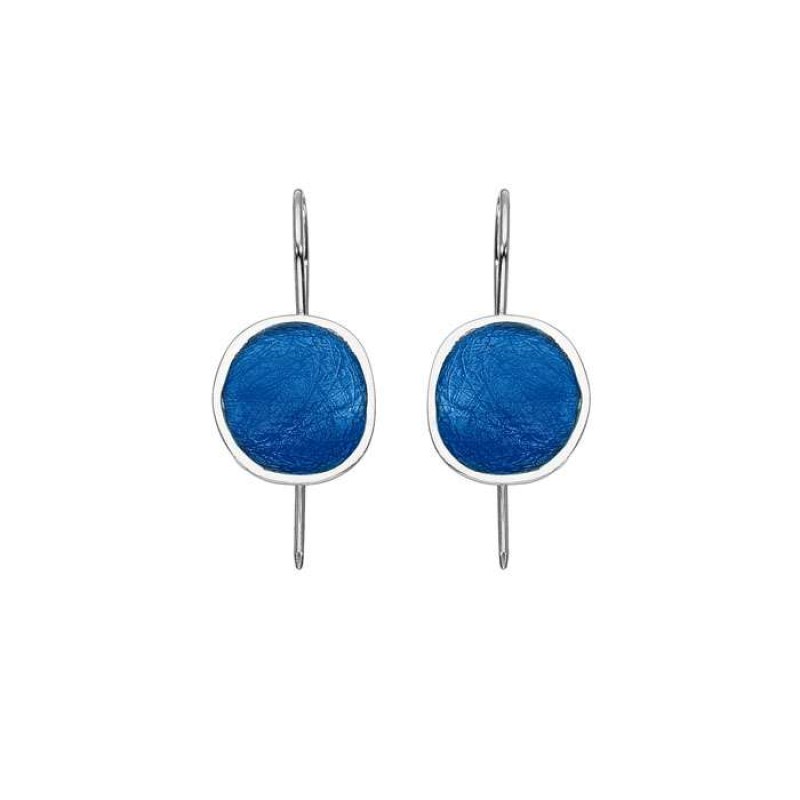 Σκουλαρίκια κρεμαστά μονά Pebble μπλε