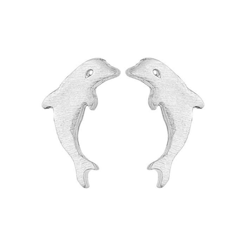 Σκουλαρίκια καρφάκι δελφίνι επίπεδο