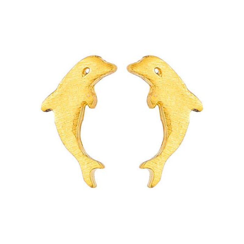 Σκουλαρίκια καρφάκι δελφίνι επίχρυσο επίπεδο