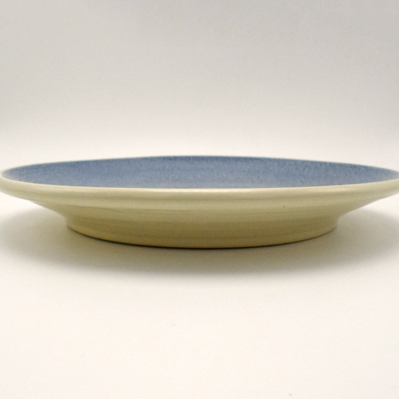 Πιάτο λευκός πηλός με χταπόδι σε μπλε φόντο