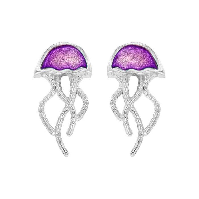 Σκουλαρίκια καρφάκι μωβ μέδουσα