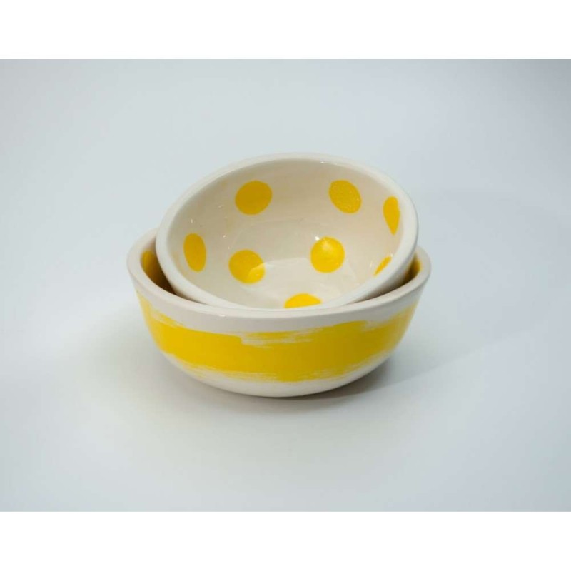 Κεραμικά μπολ κίτρινο πουά σετ 2